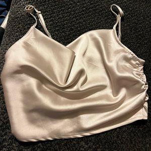 Cream silk tank